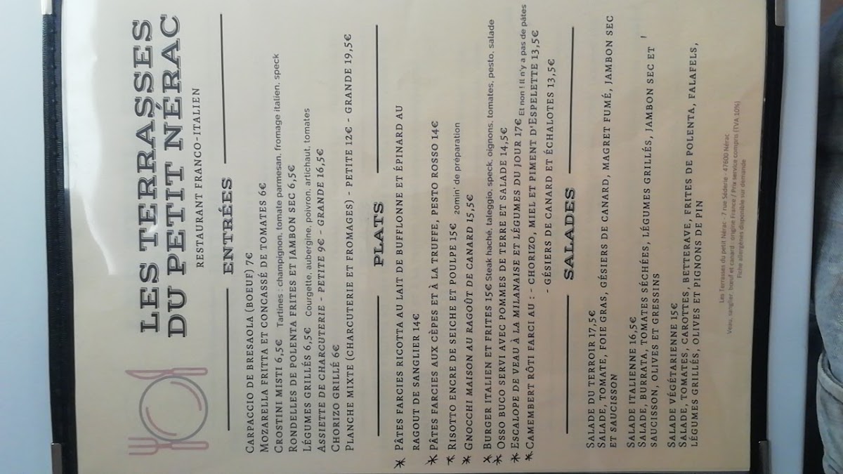 Menu Les Terrasses Du Petit Nerac, Chambres Et Restaurant-3